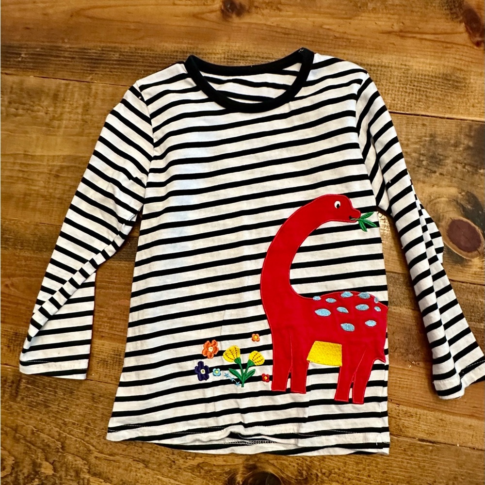 Dinosaur Long Sleeve Shirt - Boys Appliqué- Size 5